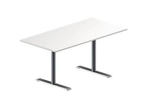 4251898817119 - Genius Konferenztisch MODENA FLEX Rechteck T-Fuß Rundrohr B 1600 x T 800 x H 650-850 mm weiß weißaluminium RAL 9006