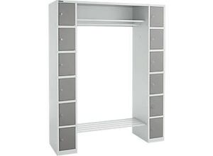 4251898822557 - Select Schließfachgarderobe mit Hutablage & Kleiderstange 2 x 6 Fächer B 1735 x T 500 x H 1950 mm lichtgrau platingrau 4251898822557 - Select Schließfachgarderobe mit Hutablage & Kleiderstange 2 x 6 Fächer B 1735 x T 500 x H 1950 mm lichtgrau platingrau