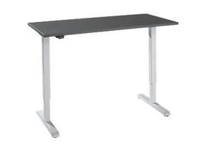 4251898825329 - Schreibtisch elektrisch höhenverstellbar Rechteck T-Fuß B 1300 x T 650 x H 715-1205 mm graphit weißaluminium