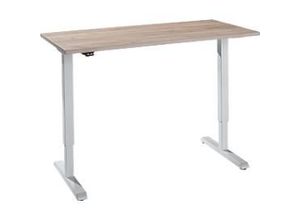 4251898825343 - Schreibtisch elektrisch höhenverstellbar Rechteck T-Fuß B 1300 x T 650 x H 715-1205 mm Wildeiche weißaluminium