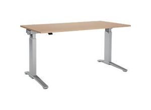 4251898825466 - Genius Schreibtisch PLANOVA ERGOSTYLE elektrisch höhenverstellbar Rechteck C-Fuß B 1600 x T 800 x H 715-1182 mm Eiche weißaluminium