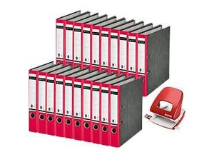4251898827422 - Ordner 1050 Rückenbreite 52 mm 20 Stück + Locher 5008 3 mm 30 Blatt rot