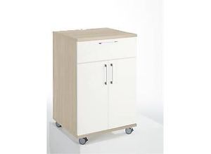 4251898827989 - Catering-Caddy mit Kühlschrankfach und Klappfach B 650 x T 600 x H 1000 mm ohne Kühlbox Eiche-Dekor weiß
