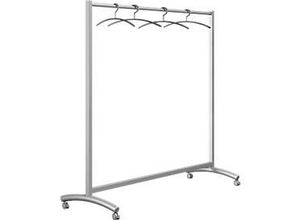 4251898828054 - Kleiderständer Event Doppellenkrollen B 1780 x T 530 x H 1710 mm Stahlrohr silber inkl 10 schwarze Bügel