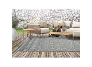 4251901291691 - The Carpet - Calgary In- & Outdoor Teppich Flachgewebe Modernes Design Trendige Farben Superflach uv- und Witterungsbeständig Grau-Raute 200 x