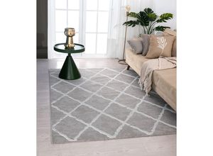 4251901295996 - The Carpet - Knight Eleganter Hochwertiger Wohnzimmer Teppich Softer Kurzflor 3-D Effekt Glänzende Design-Elemente Hoch-Tief Struktur