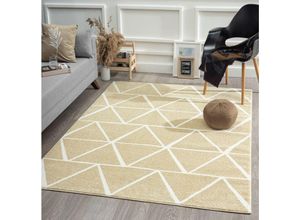 4251901297419 - Beat Moderner Weicher Designer Teppich Weicher Flor Pflegeleicht Farbecht Blickfang Dreieck Beige 120 x 170 cm - The Carpet