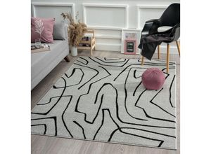 4251901297723 - Beat Moderner Weicher Designer Teppich Weicher Flor Pflegeleicht Farbecht Blickfang Labyrinth Grau-Schwarz 160 x 220 cm - The Carpet