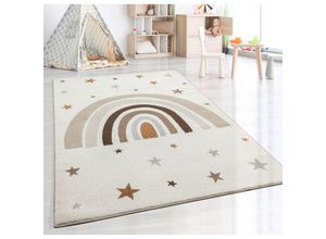 4251901297945 - The Carpet - Beat Kids Moderner Weicher Kinderteppich Weicher Flor Pflegeleicht Farbecht Regenbogen Muster Creme 60 x 100 cm