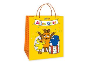 4251901505637 - Geschenktasche 80563N Kindergeburtstag 3D-EffektGlitzerPapierkordel Maus Elefant 26cm x 32cm 4251901505637 TRÖTSCH