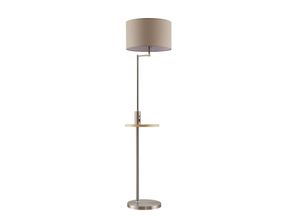 4251911702439 - Lindby Stehlampe Zinia nickelfarben Ablage USB-Anschluss - nickel satin beige holz hell