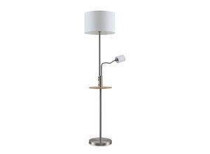 4251911702613 - Lindby - Aovan Stehlampe mit Ablage und usb nickel - nickel satin cremeweiß holz hell