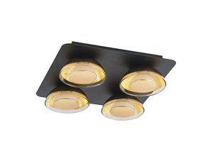 4251911708646 - Deckenlampe Erin 4-flg 30 cm schwarz gold Glas - Schwarz matt blattgold - Lindby