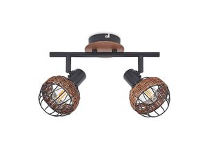 4251911709070 - Lindby - Nermina Rattan-Strahler Käfig zweiflammig - Schwarz braun