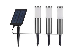 4251911713305 - Lexiane LED-Solarlampen 3er-Set Edelstahl - edelstahl weiß - Lindby