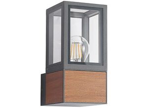 4251911739718 - Alleria Außenwandlampe Aluminium eckig - dunkelgrau klar holz dunkel - Lucande