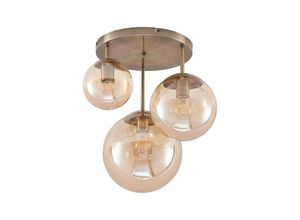 4251911746037 - Lindby Teeja Deckenlampe 3 Glaskugeln amber - amber altmessing