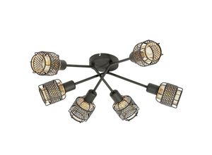 4251911761757 - Lindby - Eudoria Deckenlampe 6-flammig schwarz gold - Schwarz gold