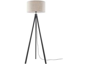 4251911766431 - Stehleuchte Herry schwarz Holz Dreibein 153 cm - Schwarz weiß - Lindby