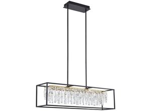 4251911775716 - LED-Hängelampe Kassi schwarz Eisen dimmbar 90 cm - gold kristall Schwarz - Lucande