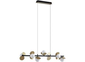 4251911775884 - Lucande Pallo LED-Hängelampe linear 7-flg schwarz gold - Schwarz gold weiß