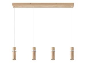 4251911777086 - LED-Hängeleuchte Nojus 4-flg Holz up down 95 cm - holz chrom - Lucande