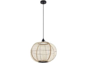 4251911777819 - Lindby Hängeleuchte Aurinil holzfarben Leinen Ø 48cm E27 - holz hell Schwarz