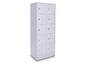 4251915400492 - CEHA Schließ- und Fächerschrank mit 70 cm Breite und 10 Fächer lichtgrau lichtgrau mit Zylinderschloß