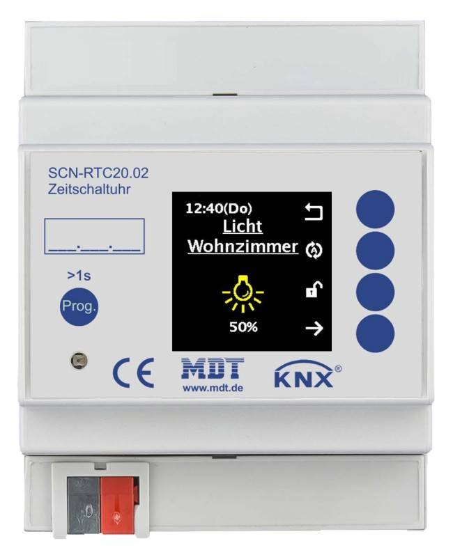 4251916100155 - Schaltuhr digi 24VDC 20kan 24h reg 24h Prog 24h Programm Wochenprogramm 4TE SCN-RTC2002 - Mdt Technologies