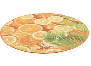 4251924902444 - Teppich SANSIBAR Rantum Beach 001 Teppiche Gr Ø 190 cm 5 mm 1 St orange Esszimmerteppiche Flachgewebe modernes Sommer Design In- und Outdoor geeignet