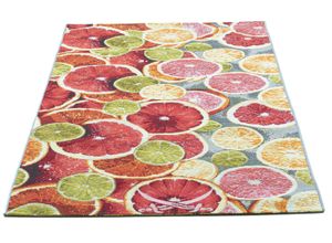 4251924902512 - Teppich SANSIBAR Rantum Beach 003 Teppiche Gr B L 100 cm x 200 cm 5 mm 1 St bunt (orange multi) Esszimmerteppiche Flachgewebe modernes Sommer Design In- und Outdoor geeignet