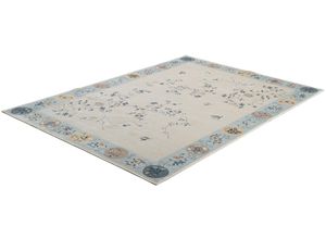 4251924922428 - Teppich GINO FALCONE Cherina GF-130 Teppiche Gr B L 120 cm x 170 cm 8 mm 1 St blau (hellblau) Esszimmerteppiche zartes Blüten Design mit Bordüre leichter Glanz 100 % Viskose