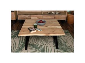 4251935917826 - Couchtisch Baumkante 90x90 cm Akazie Naturfarben schwarz X-Gestell geschlossen