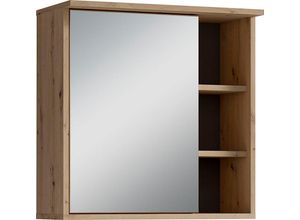 4251942206234 - Badezimmer Spiegelschrank wellness mit LED-Beleuchtung & Steckdose   Moderner 1-türiger Spiegel Hängeschrank in Artisan Eiche   Wandschrank mit