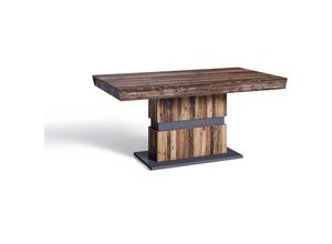 4251942207064 - Byliving - Esszimmertisch matthew  Küchen-Tisch 160 cm mit Auszugsfunktion auf 215 cm  Auszugstisch Old Wood-Optik dunkelbraun  Esstisch ausziehbar