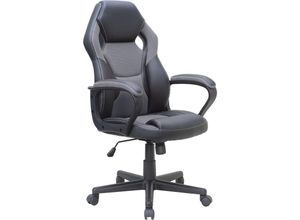 4251942207781 - Chefsessel Matteo   Gaming-Chair bis 110 kg belastbar  Kunststoff & Kunstleder schwarz  Armlehnen gepolstert  Applikation Mesh schwarz-grau