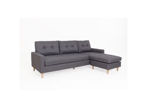 4251942211412 - Ecksofa ATLANTA Webstoffbezug dunkelgrau Gestell Rubberwood natur