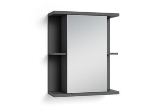 4251942212471 - Byliving - Badezimmer Spiegelschrank nebraska mit Spiegeltür   Moderner 1-türiger Spiegel Hängeschrank in anthrazit   b 60 h 70 t 25m   mit viel