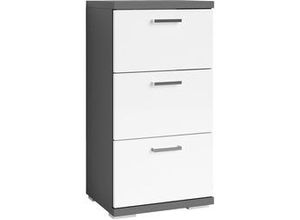 4251942212518 - Badezimmer Seitenschrank nebraska   Anthrazit matt Hochglanz weiß lackiert   b 355 h 74 t 315 cm   mit 2 Schubkästen - Byliving