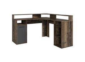 4251942228816 - Schreibtisch fox   Gaming-Tisch in Old Wood Optik   Tür anthrazit   mit Aufsatz   Mit viel Stauraum und großer Tischplatte   Computer-Tisch   pc  