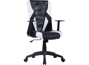 4251942229226 - Chefsessel flash   Kunstleder schwarz-weiß Netzstoff schwarz   Gasdruckfeder   Wippmechanik   b 605 h 97-105 t 565 cm - Byliving