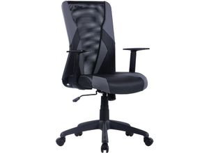 4251942229240 - Chefsessel flash   Kunstleder schwarz-grau Netzstoff schwarz   Gasdruckfeder   Wippmechanik   b 605 h 97-105 t 565 cm - Byliving