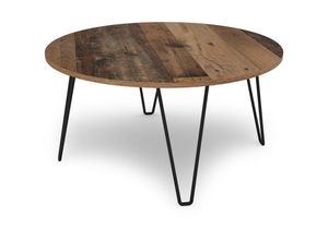 4251942230956 - Couchtisch flair   Melamin Old Wood Metall schwarz   d 80 h 40 cm - Byliving