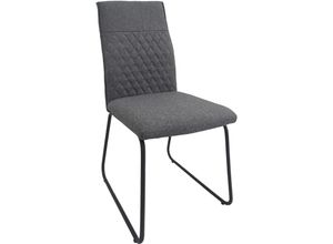 4251942238815 - Byliving - Esszimmerstuhl 2er-Set fury   Webstoff grau   Rautensteppung im Rücken   Gestell Metall schwarz   Esszimmerstuhl   Küchenstuhl   b 46 h