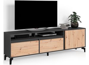 4251942240023 - Lowboard BYLIVING Blackwood Sideboards Gr B H T 190 cm x 58 cm x 38 cm Anthrazit-Artisan Eiche schwarz (anthrazit artisan eiche) Lowboards 190cm großer Fernsehschrank in anthrazit mit viel Stauraum