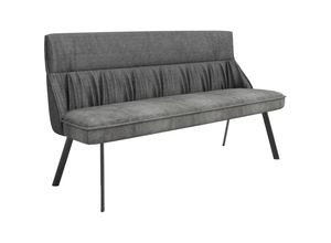 4251942246209 - Byliving - Bank california   Rücken Webstoff anthrazit   Sitz Vintage-Velvet anthrazit mit Keder   Gestell Metall schwarz   Bank mit Rückenlehne   b