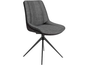 4251942246261 - Esszimmerstuhl 2er Set phoenix   Mikrofaser anthrazit   Bouclé dunkelgrau   Gestell Metall schwarz   Esszimmerstuhl   b 50 h 88 t 62 cm - Byliving