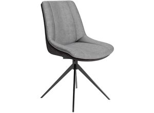 4251942246278 - Esszimmerstuhl 2er Set phoenix   Mikrofaser anthrazit   Bouclé hellgrau   Gestell Metall schwarz   Esszimmerstuhl   b 50 h 88 t 62 cm - Byliving