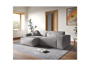 4251943882222 - Eckcouch Sirpio XL Cord Silbergrau 270x170 cm Recamiere variabel