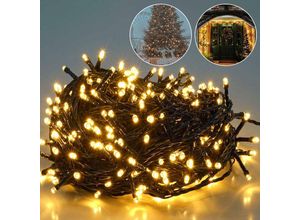 4251966203424 - Led Lichterkette Outdoor Indoor Weihnachtsbeleuchtung Außen Warmweiß Wasserdicht 8 Beleuchtungsmodi und Memory-Funktion 15m